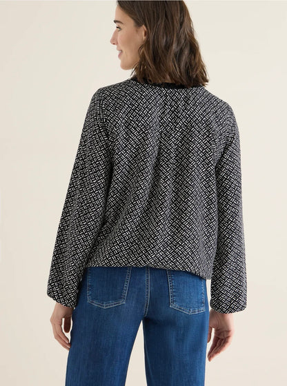 AOP viskose blouse with lurex Svart