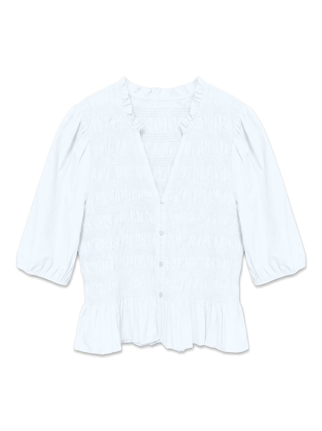 Vmemery 2/4 V-Neck Smock Top Wvn Ret Hvit