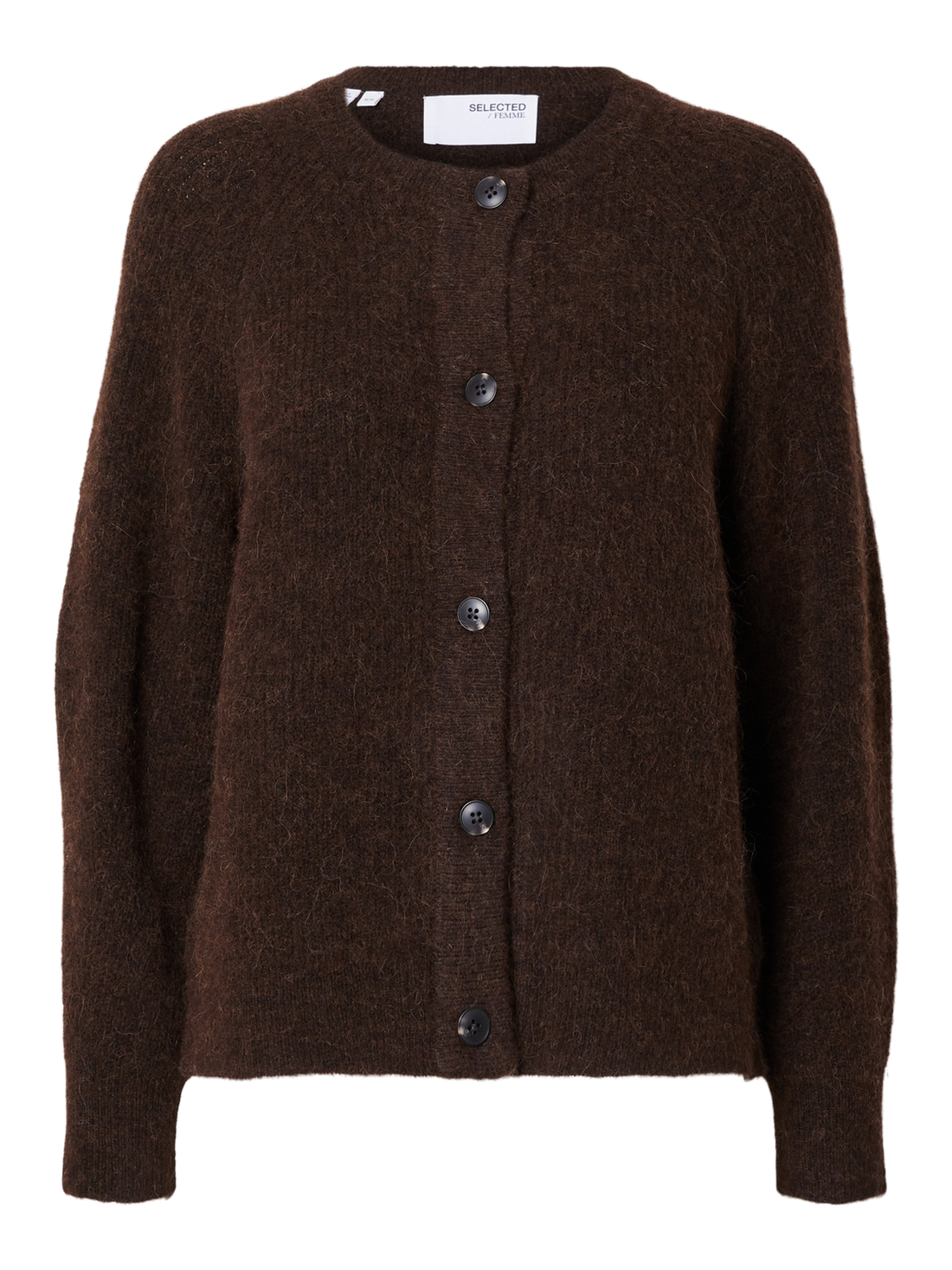 SLFLULU LS KNIT SHORT CARDIGAN NOOS Coffee Bean