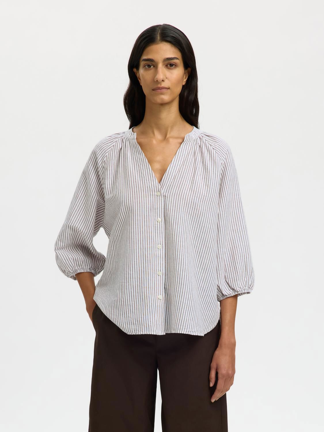 Slwcleo-Alberta Linen Blend Shirt Noos Hvit