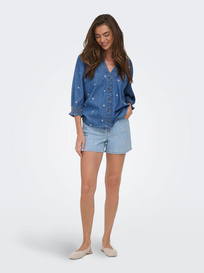 Onljosephine Hw Daisy Dnm Shorts Azgnoos Blå