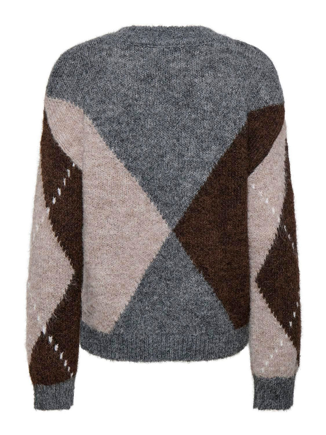 Jdyzoey L/s Vn Argyle Pullover Knt Noos Grå