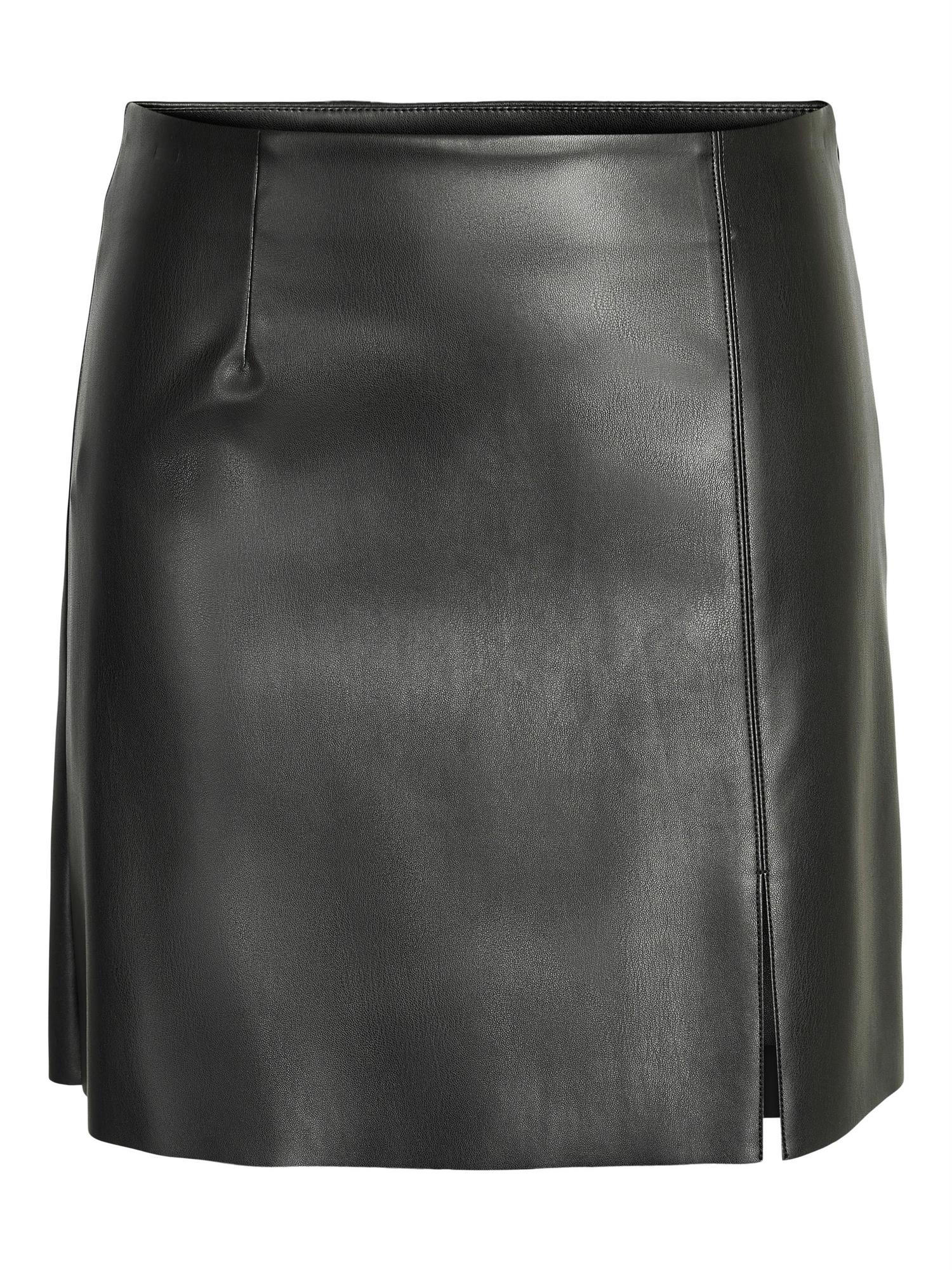 NMCLARA PENNY PU HW SLIT SKIRT NOOS Black