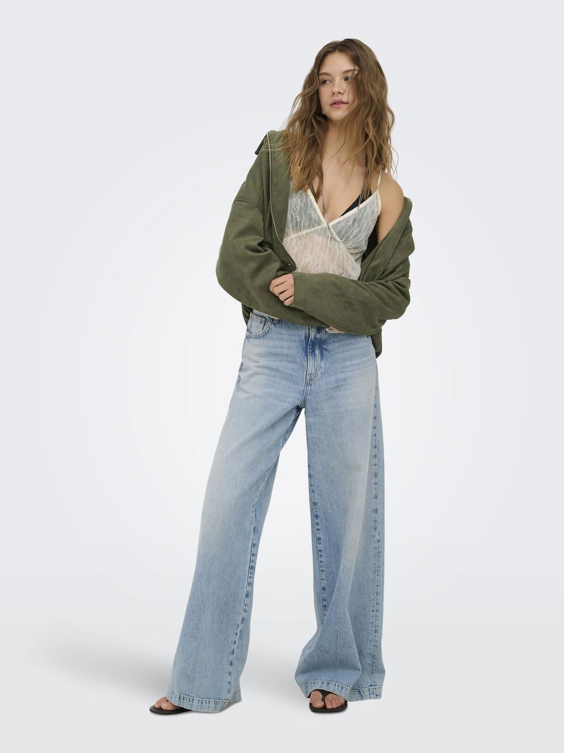 Onlmoon-Stina Faux Suede Bomber Pnt Noos Grønn