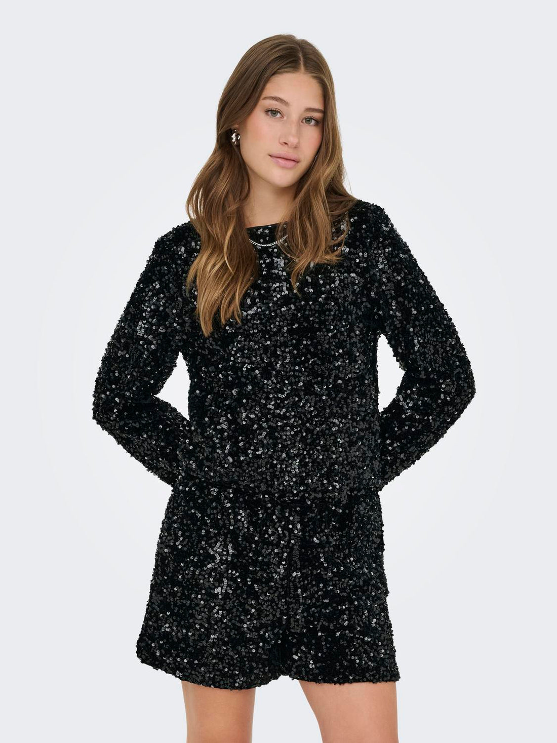 Onlconfidence L/s Sequin Bow Top Jrs Sort