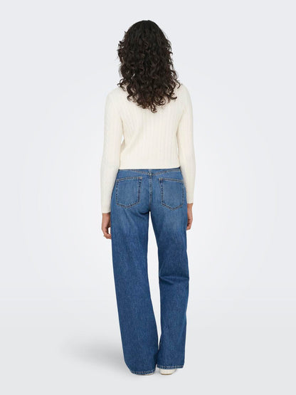 Onlkatia Ls Cable Button Cardigan Cc Knt Hvit