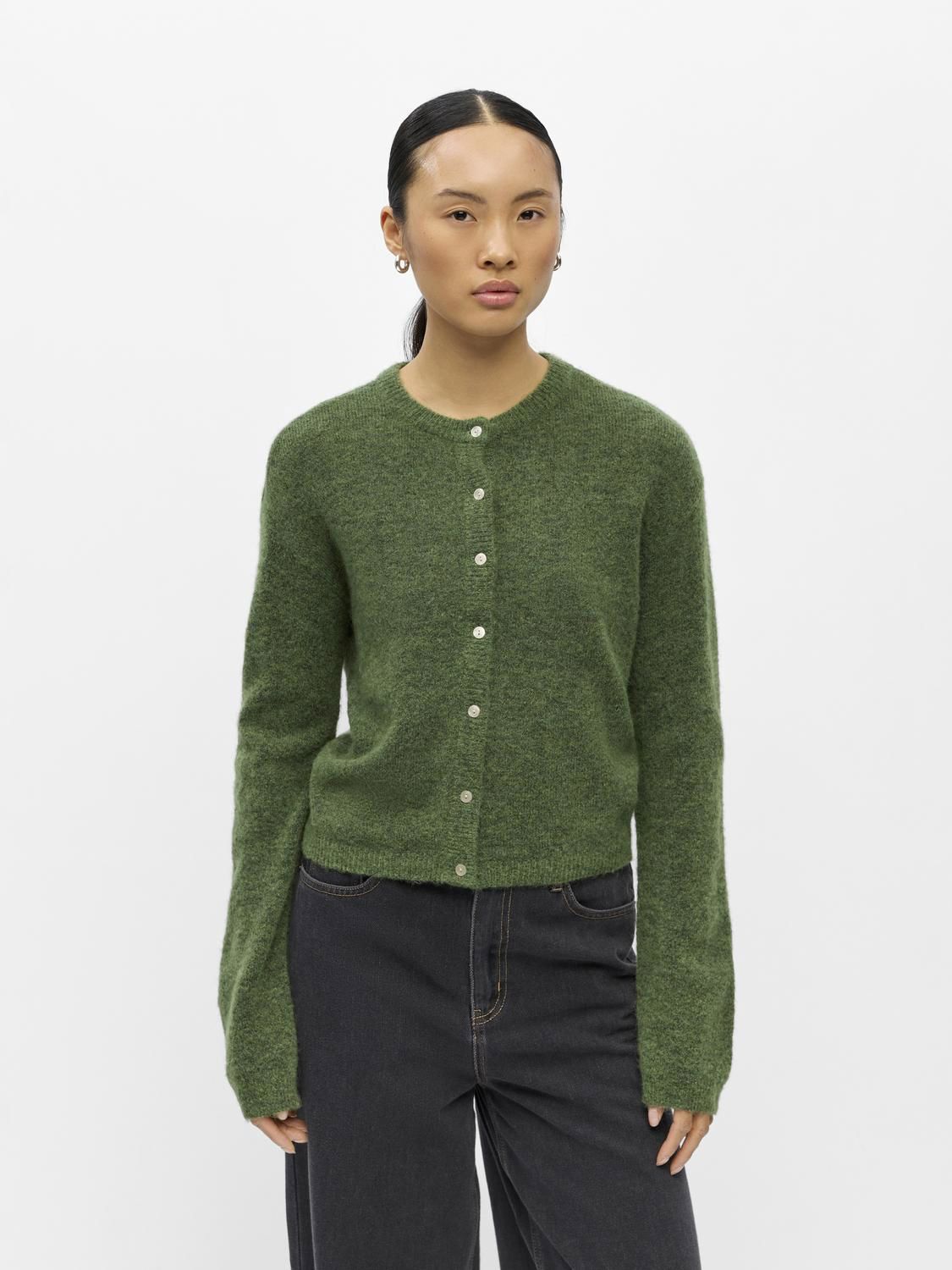 Objagate L/s Re Knit Cardigan Noos Grønn