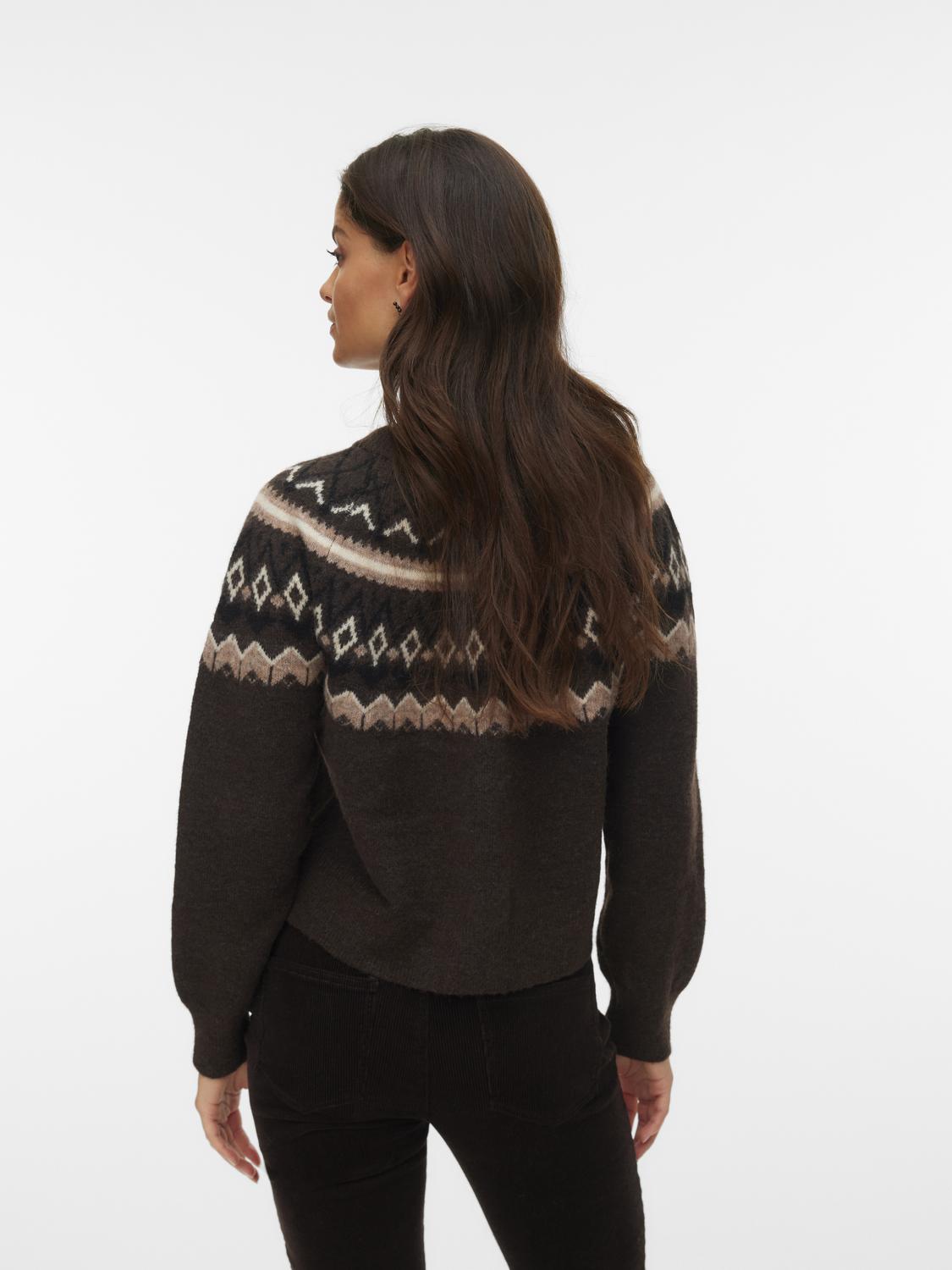 Vmtammy Ls O-Neck Nordic Cardigan Ga Mørkebrun