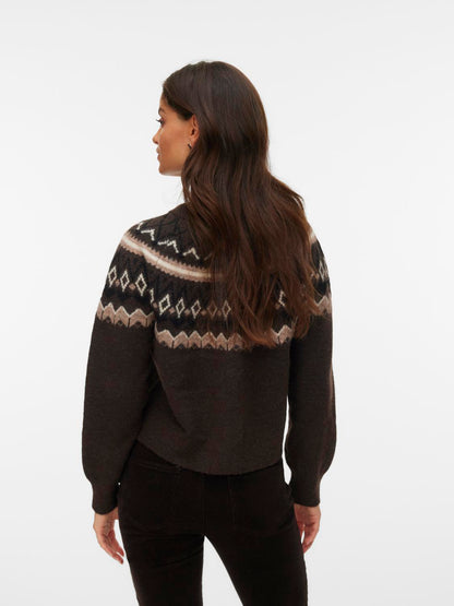 Vmtammy Ls O-Neck Nordic Cardigan Ga Mørkebrun