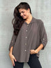SKJORTEBLUSE VISKOSE ONESIZE Brun