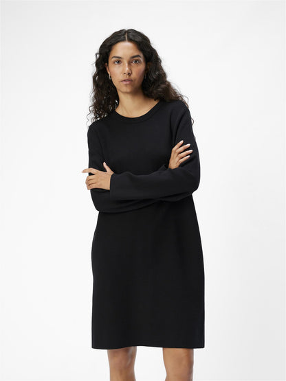 OBJREYNARD RE L/S O-NECK DRESS Black