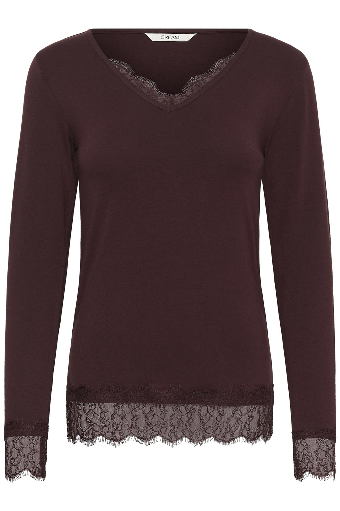 Cralvaia Ls Lace Tshirt Brun