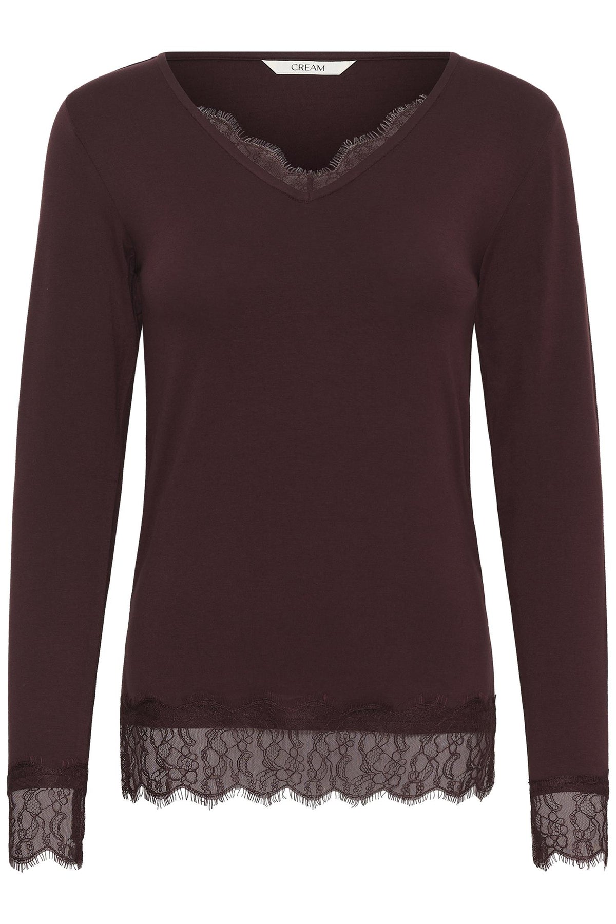 Cralvaia Ls Lace Tshirt Brun