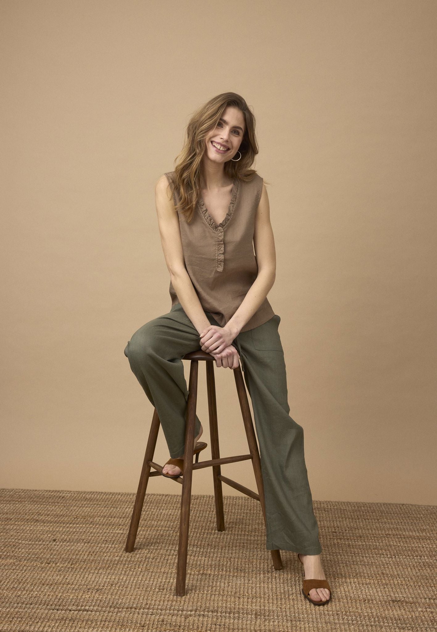 Pzluca Pant Full Length, Wide Grønn