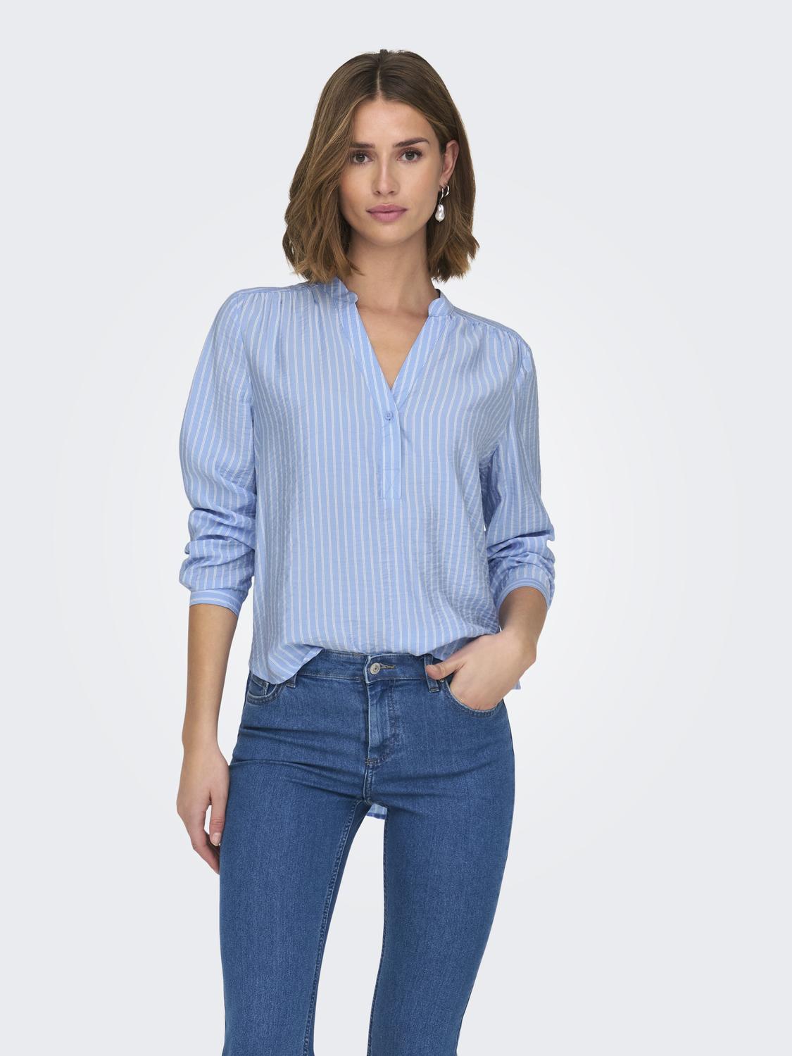 Jdybarbara Life L/s Top Wvn Blå