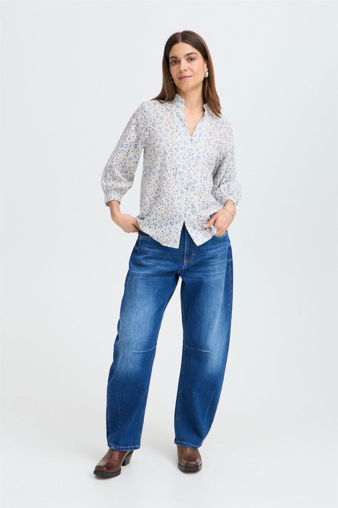 Pzdolores 3/4 Sl Blouse Blå