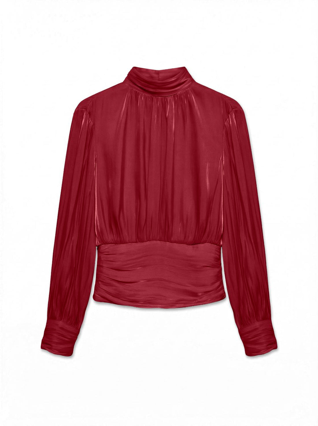 Vmpolly Ls High Neck Top Wvn Burgunder