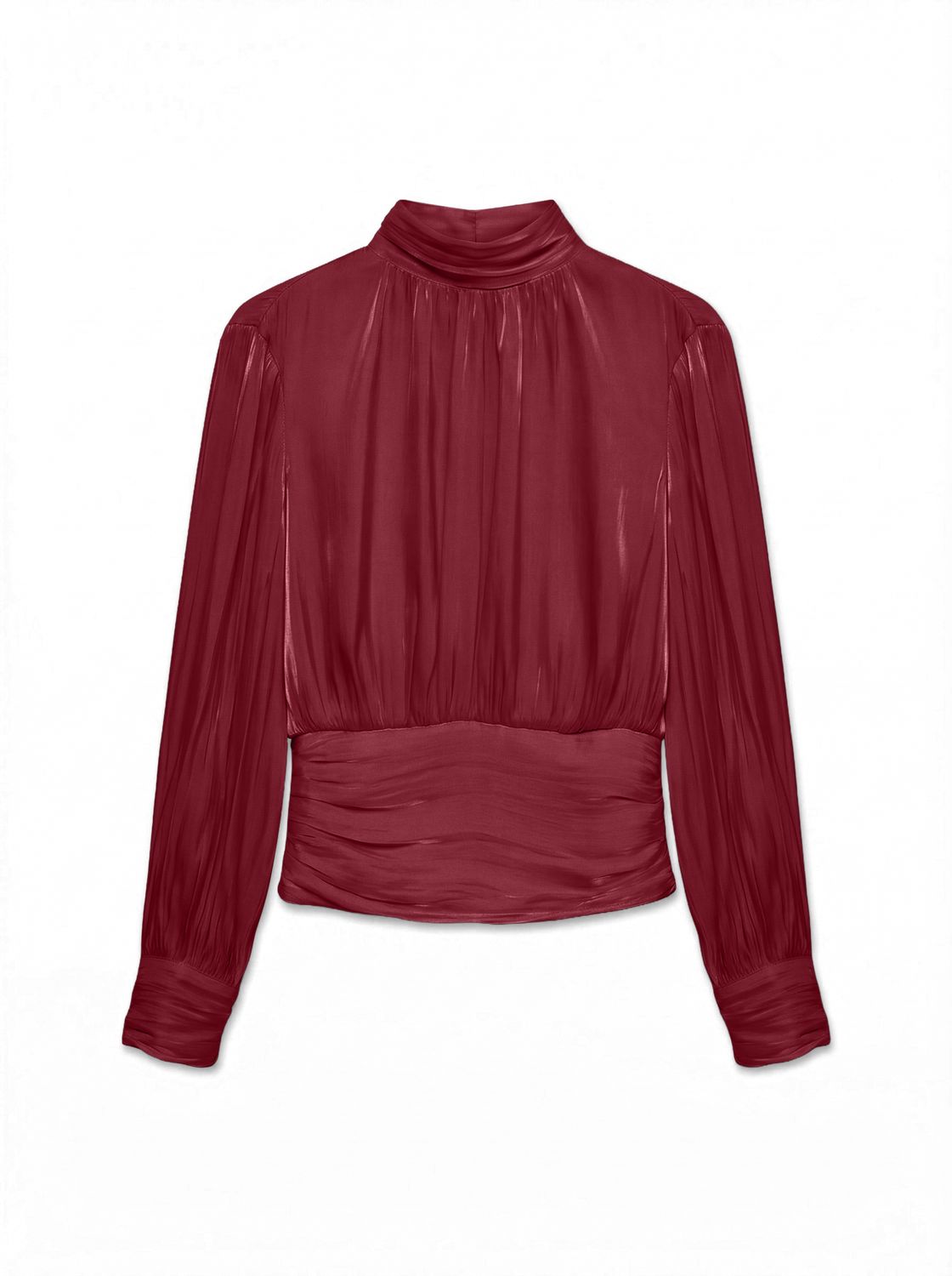 Vmpolly Ls High Neck Top Wvn Burgunder