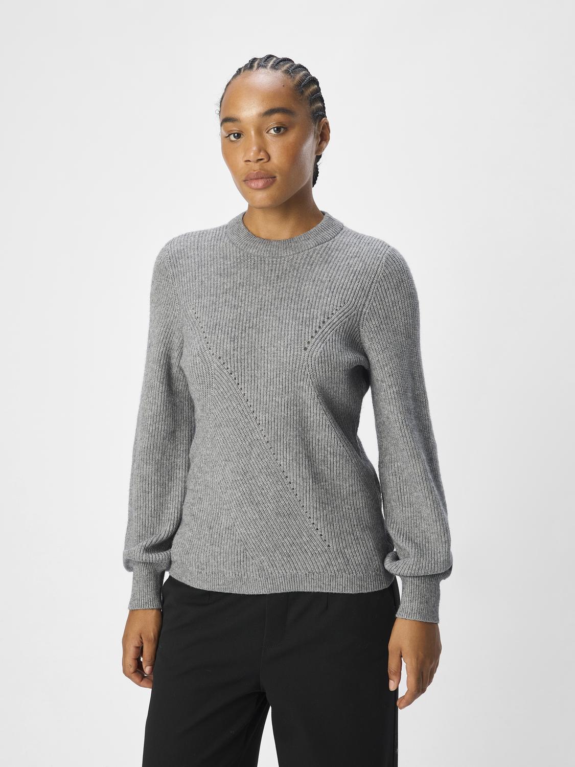 Objditte Re L/s Knit Pullover Noos Mellomgrå