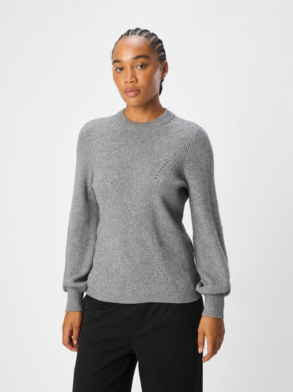 Objditte Re L/s Knit Pullover Noos Mellomgrå