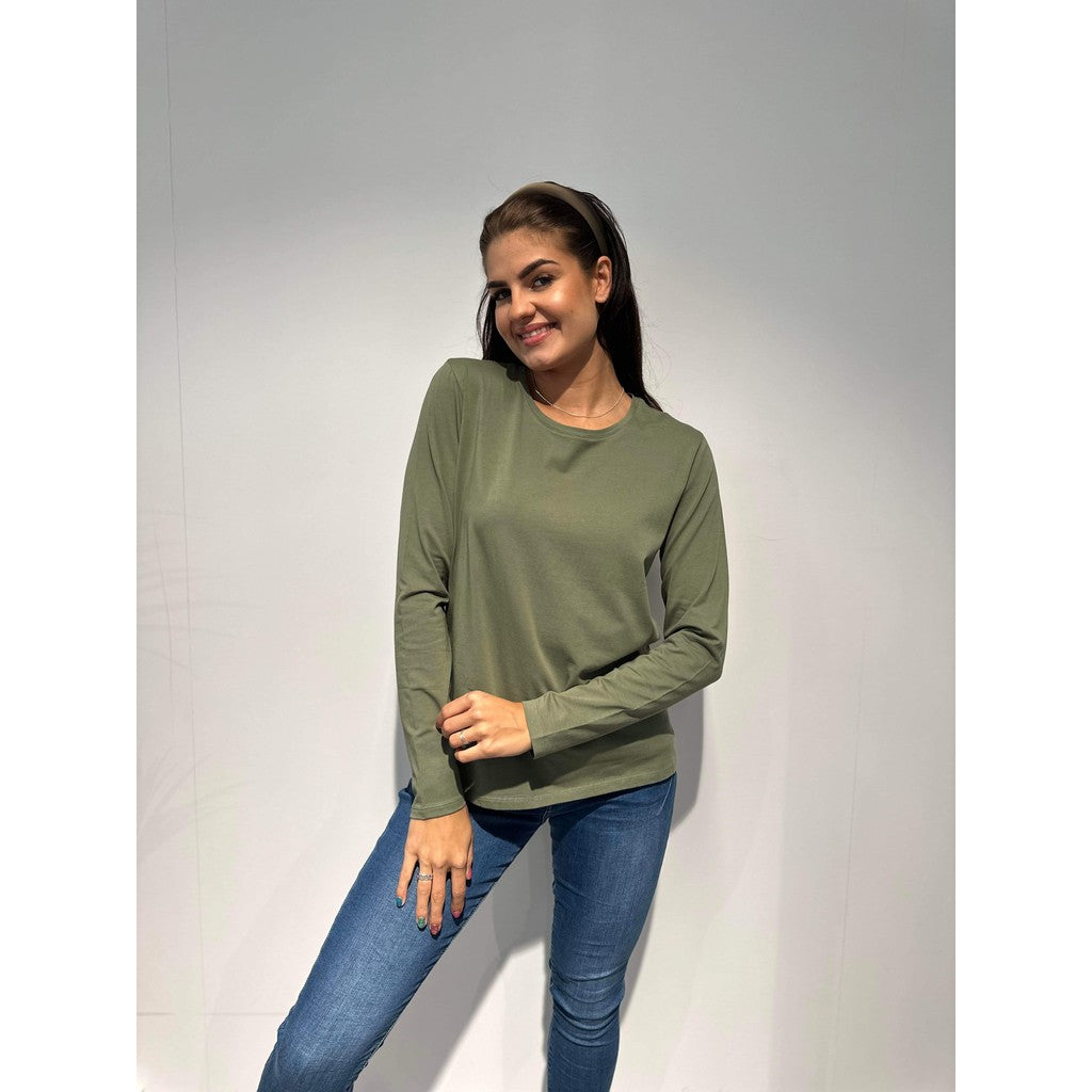 Longsleeve rund hals Khaki