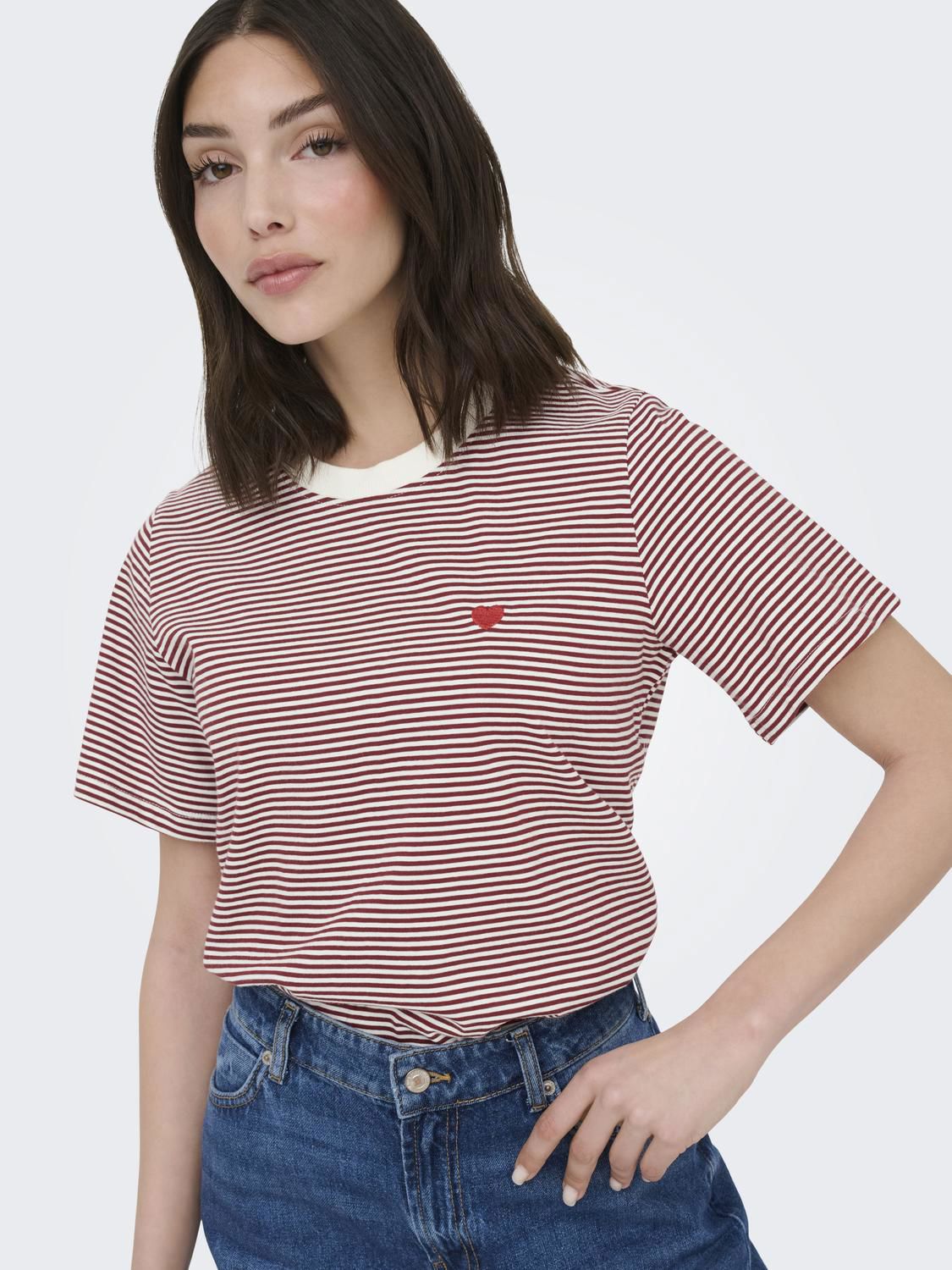Jdypisa S/s Print Top Jrs Noos Rød
