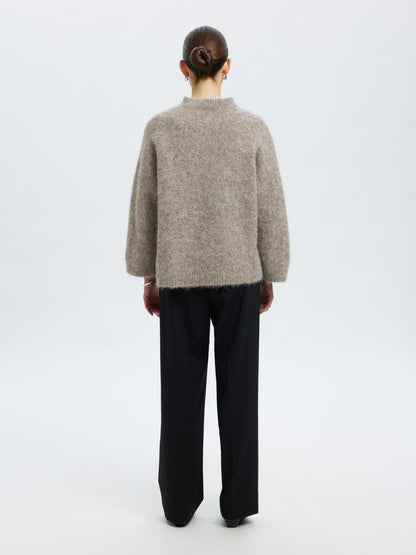 Slfgabriella Ls Knit New O-Neck Noos Mørkegrå