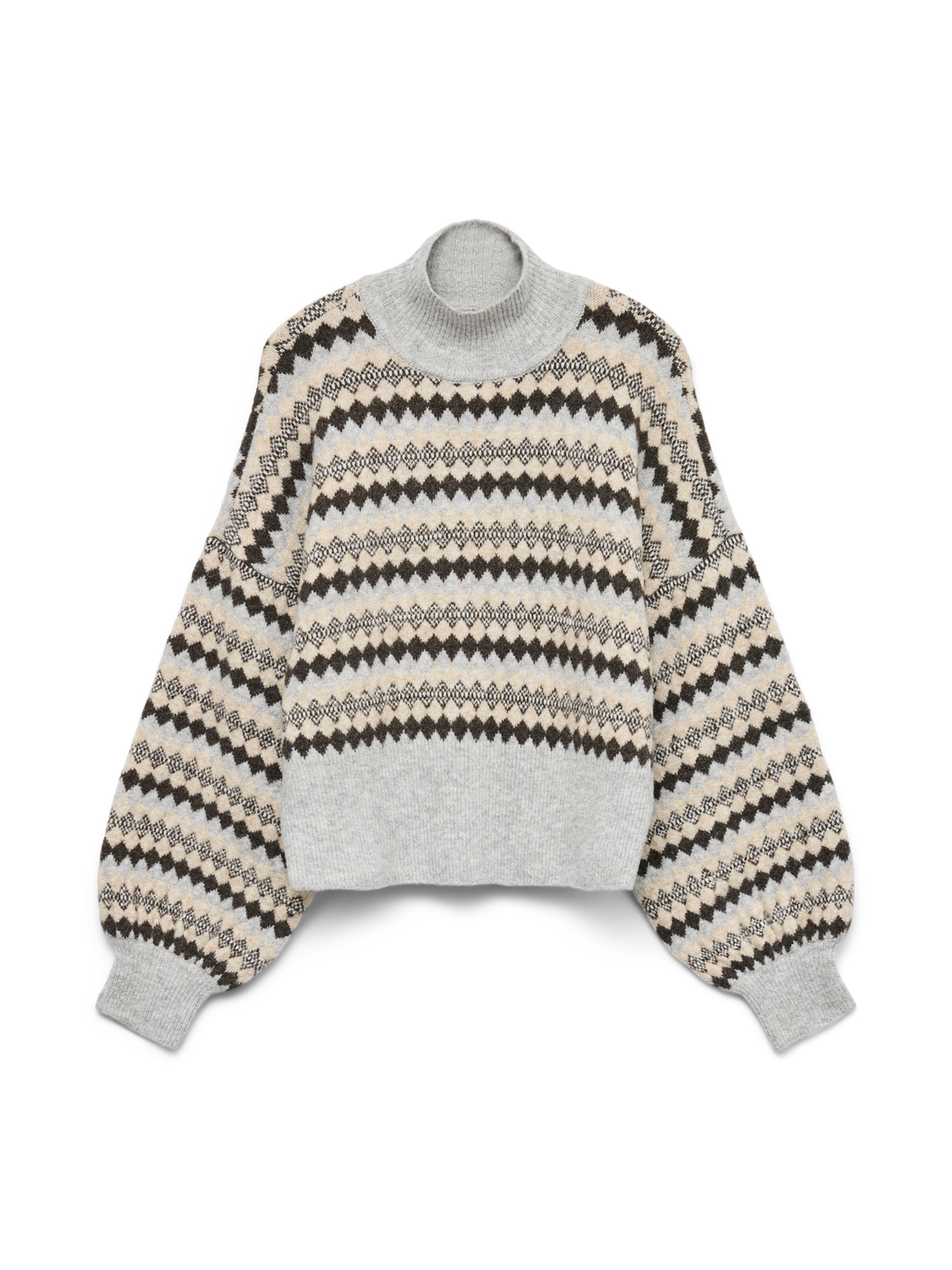 Vmgaiva Ls Highneck Pullover No Lysegrå