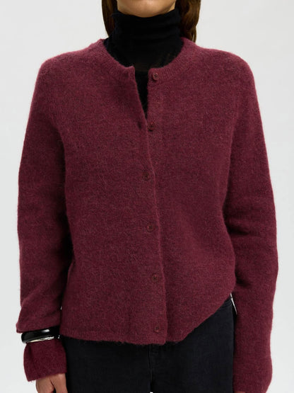 Slwlulu New Ls Knit Cardigan Noos Burgunder
