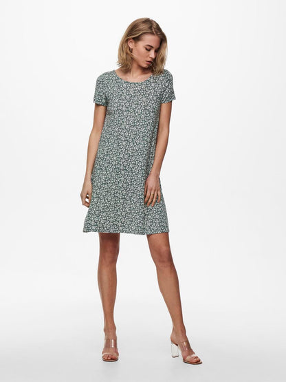 Onlbera Back Lace Up S/s Dress Jrs Noos Grønn