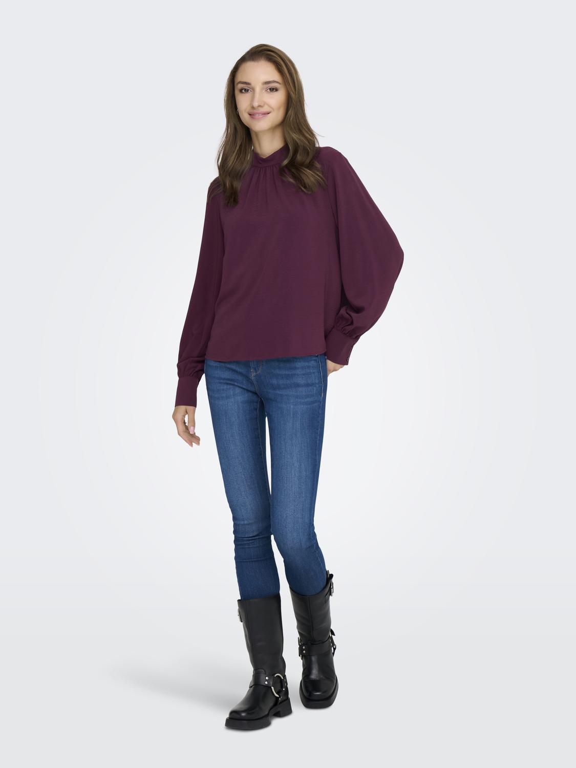 Jdyaya L/s Hn Top Wvn Dia Mørkelilla