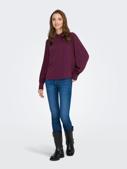 Jdyaya L/s Hn Top Wvn Dia Mørkelilla