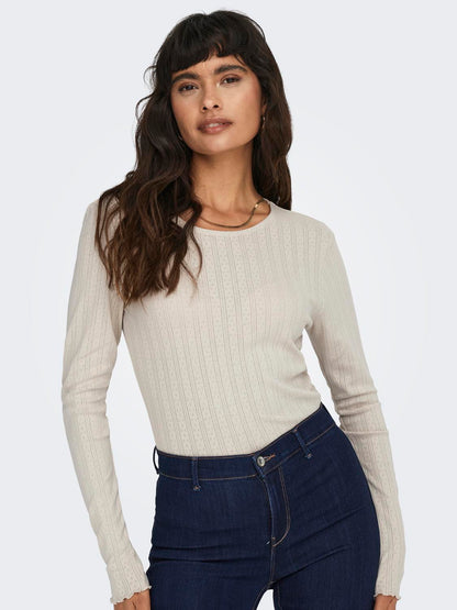 Onlcarlotta L/s Top Noos Jrs Beige