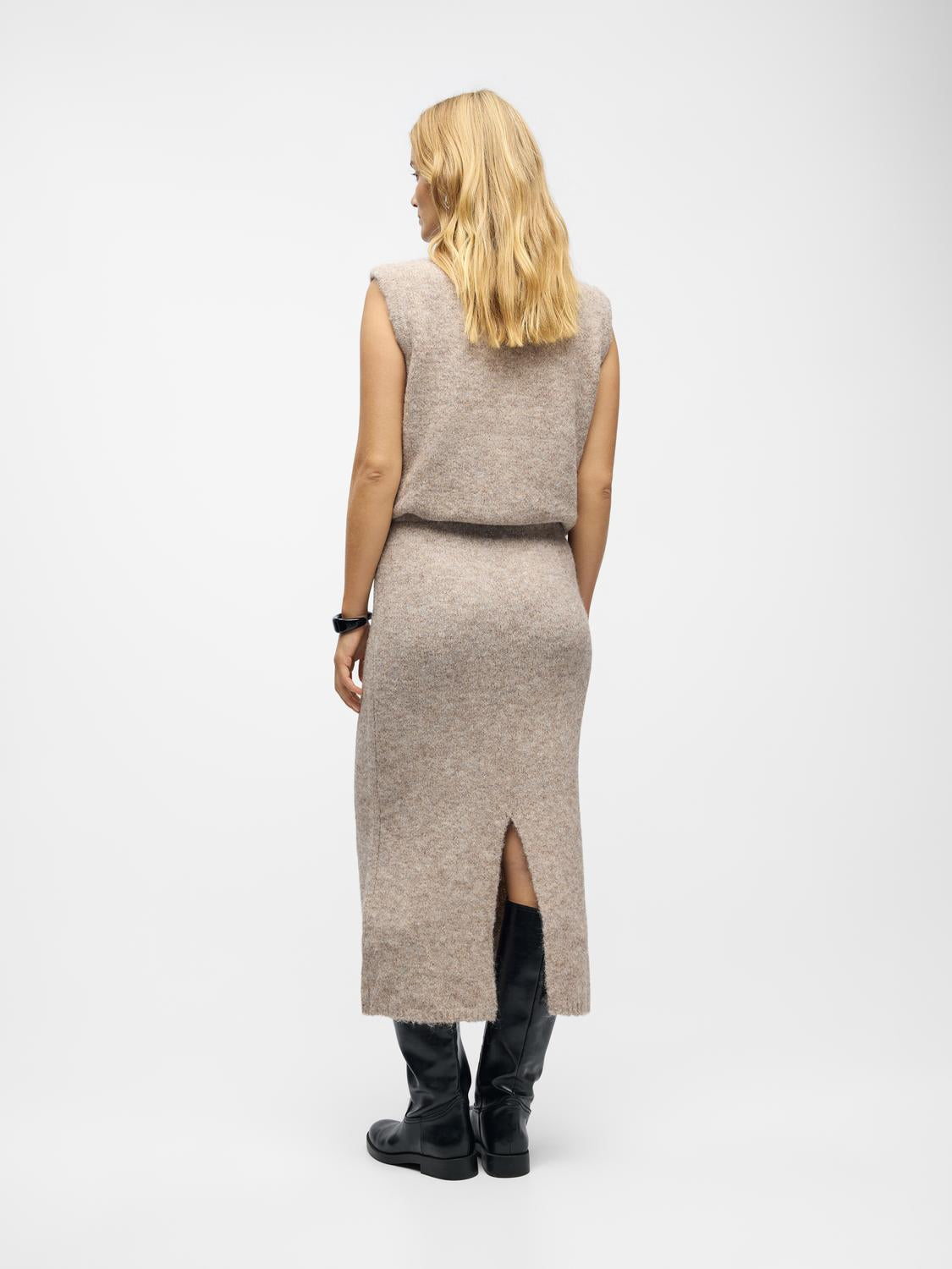 Objsaggia Mw Re Midi Knit Skirt Div Beige