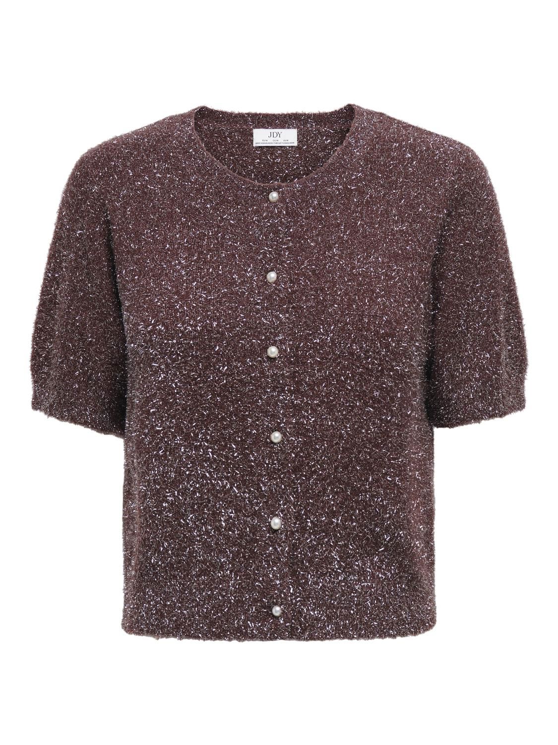 Jdynadine S/s Glitter Cardigan Knt Brun