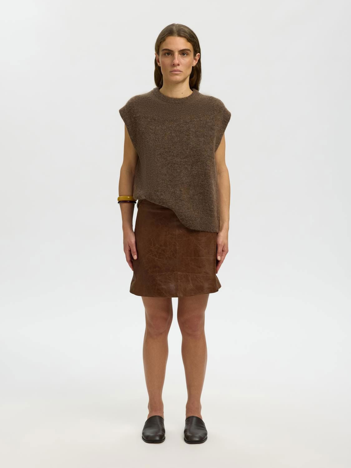 Slwlulu Sl Knit Vest Noos Brun