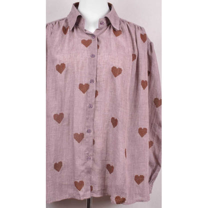 SHIRT W/EMBRODERY HEARTS Rosa