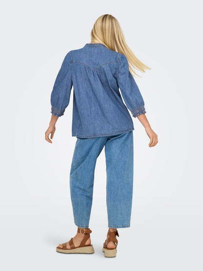 Onlraya 3/4 Shirt Dnm Akm Noos Blå