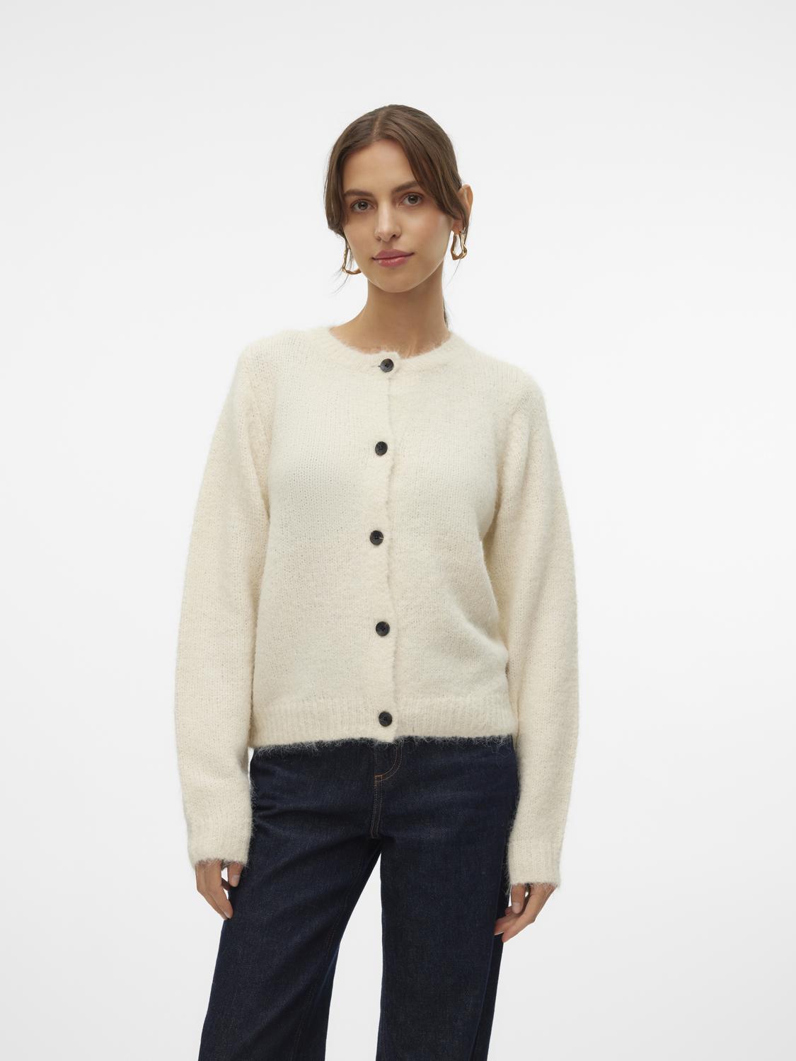 VMNOVAH LS O-NECK BUTTON CARDI GA NOOS Lysegrå