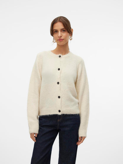 VMNOVAH LS O-NECK BUTTON CARDI GA NOOS Lysegrå