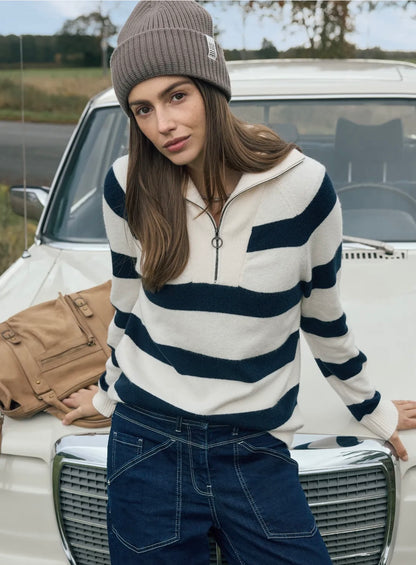 Cosy striped troyer Blå