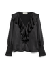 Awbea Ls V-Neck Frill Blouse Sort