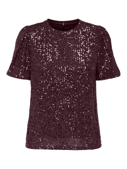 Onlana S/s Loose Sequins Top Jrs Rød