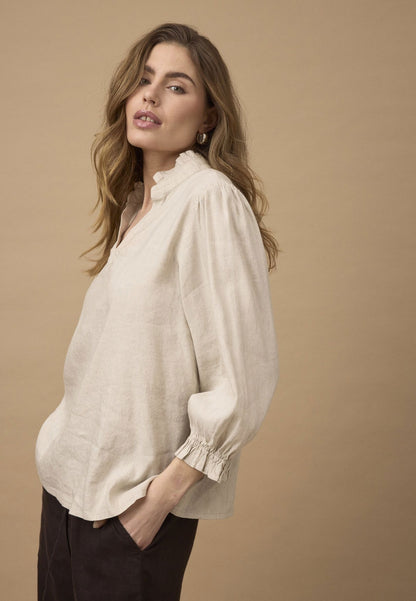 Pzluca Frill Blouse Beige