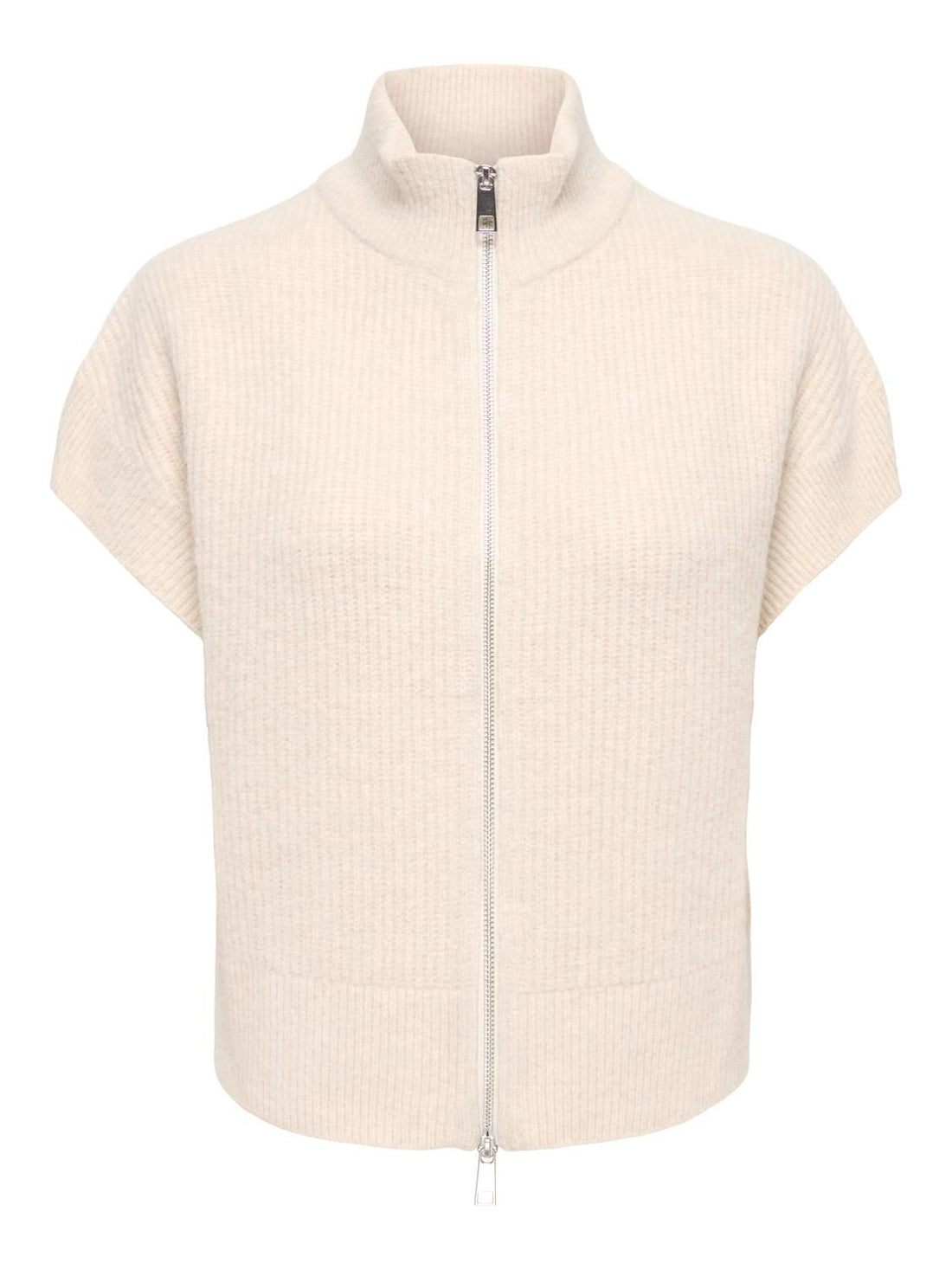Onlbianca Sl Highneck Zip Vest Knt Beige