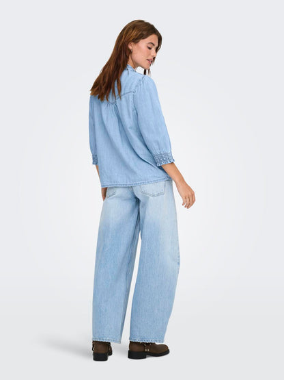 Onlraya 3/4 Shirt Dnm Akm Noos Blå