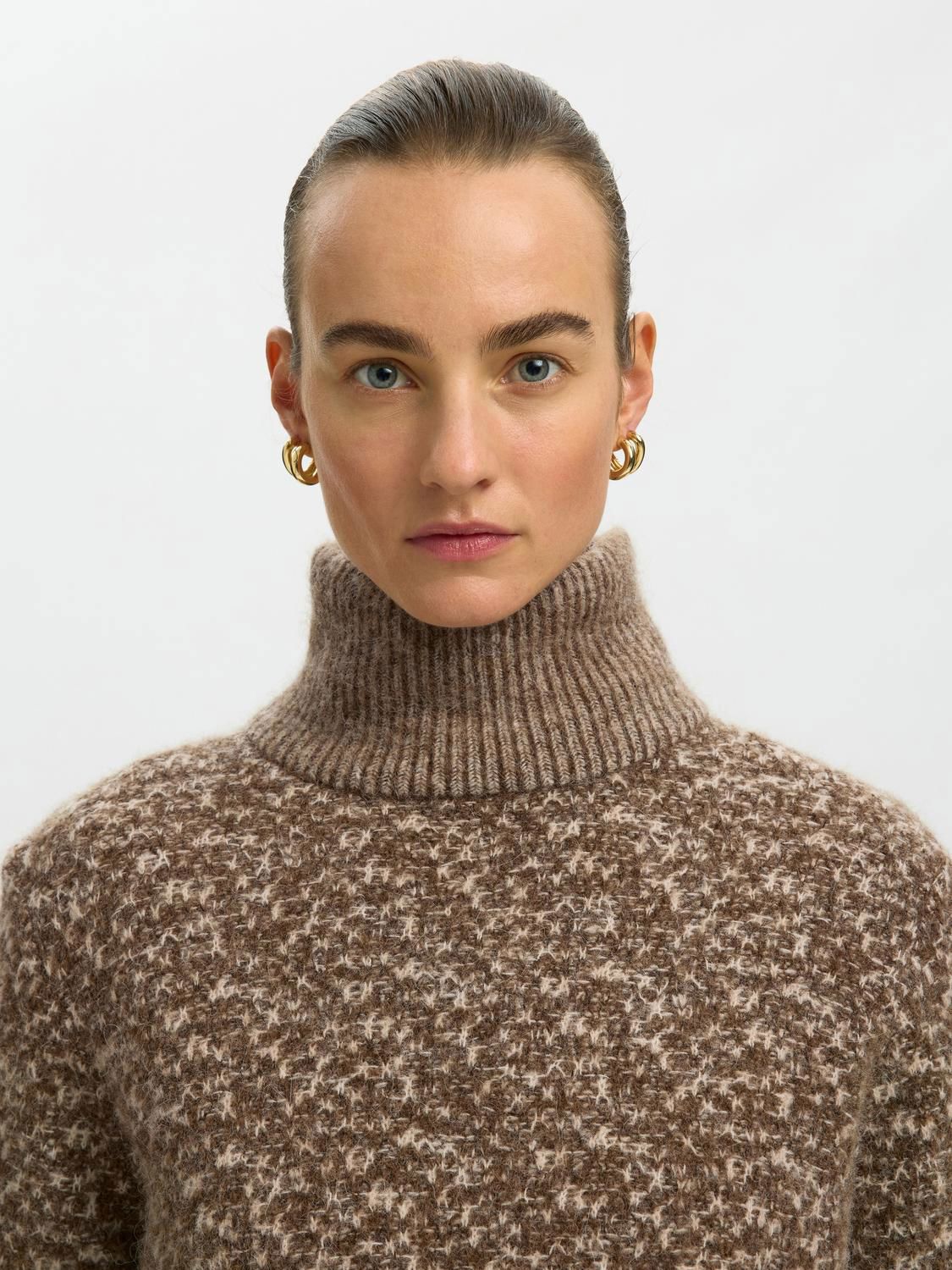 Slwlulu Duo Ls Knit High Neck Noos Brun