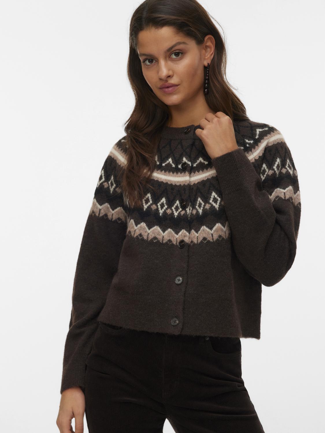 Vmtammy Ls O-Neck Nordic Cardigan Ga Mørkebrun