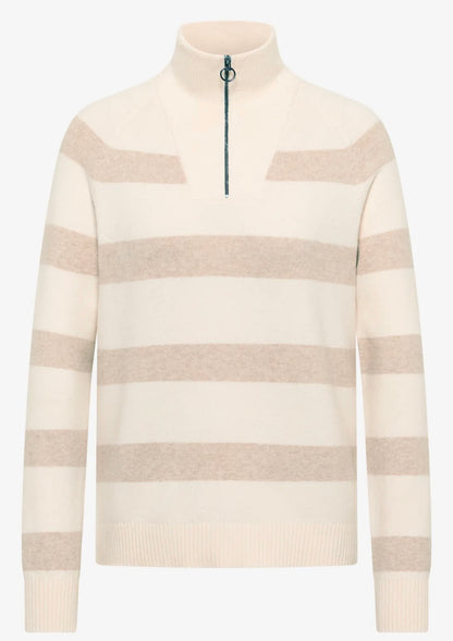 Cosy striped troyer Beige