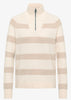 Cosy striped troyer Beige